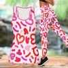 Heart Shaped Pattern Print Yoga Outfit for Women Fashion Workout Leggings Fitness Sports Casual Yoga Set Sports Suit Valentine's Day Exclusive