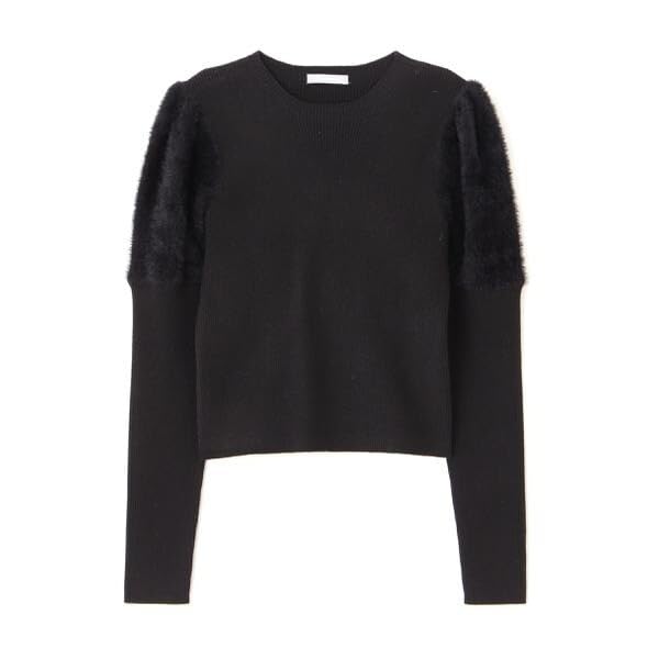 Jill by Jill Stuart Fur Sleeve Rib Knit Top