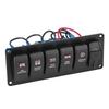 12V-24V 6 Gang Red LED Rocker Switch Panel with 3.1A Dual USB for Car RV Boat Yacht Marine