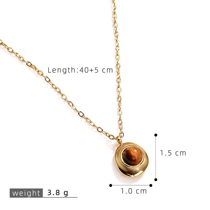 Women's Retro Tiger Eye Pendant Necklace - Luxury Titanium Steel Clavicle Chain, Non-Fading, Versatile Fashion Accessory
