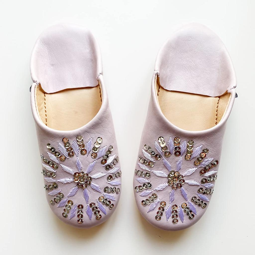 Sequined Babouche Bags Lila LL [dear Morocco] // // (26 Cm)