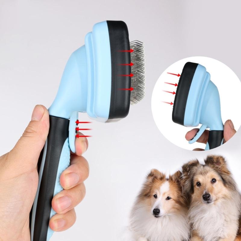 Dog Brushes Cat Combs Self Cleaning Slicker Brush for Shedding Hair Anti-Slip Handle Grooming Brush for Loose Fur