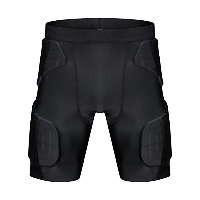 Mens Padded Compression Shorts Protection Undershort Best for Basketball,Football,Hockey,Cycling,Ice Skating and Contact Sports