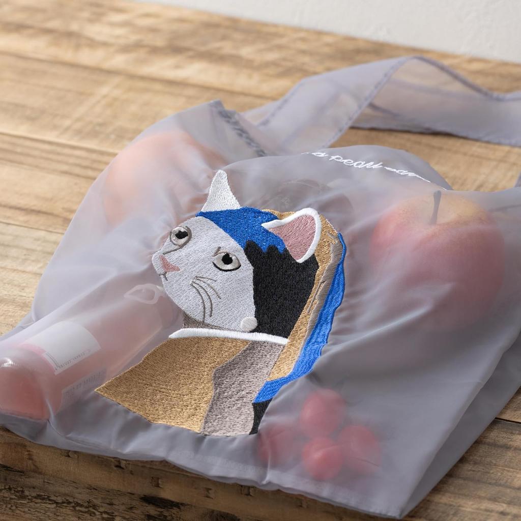 Organza Tote Eco Cat 3D Grey 010 [Jubilee] Bag, Sheer, Lightweight, Handbag, Sub-bag, Bag, Pattern, Embroidery,