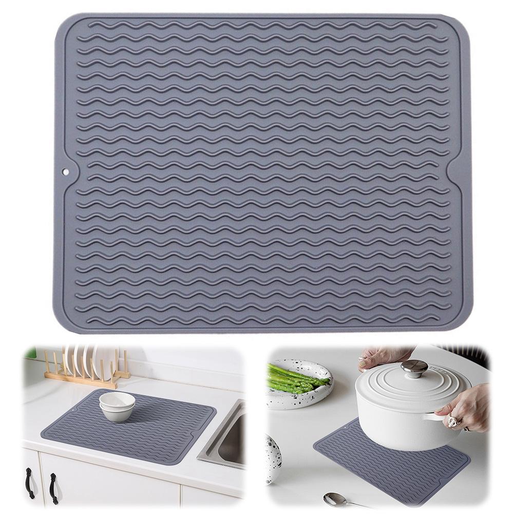 40 X 30 Cm Silicone Dish Drying Mat Rectangle Dish Draining Mat Dish Drying Pad Drip Mat for Dishes for Kitchen Counter