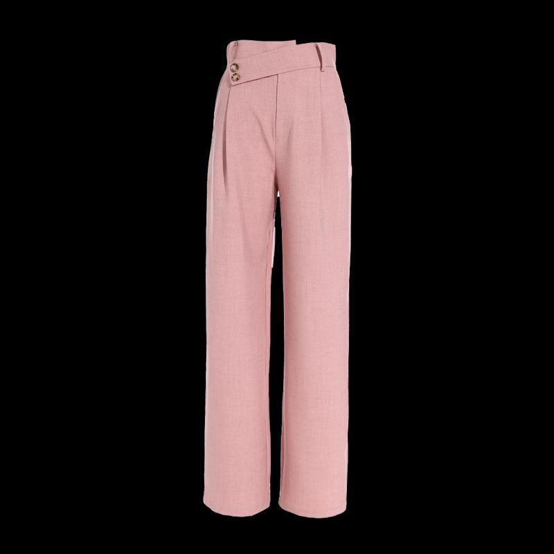 Women's Fashion Asymmetric High-Waist Straight Wide-Leg Trousers