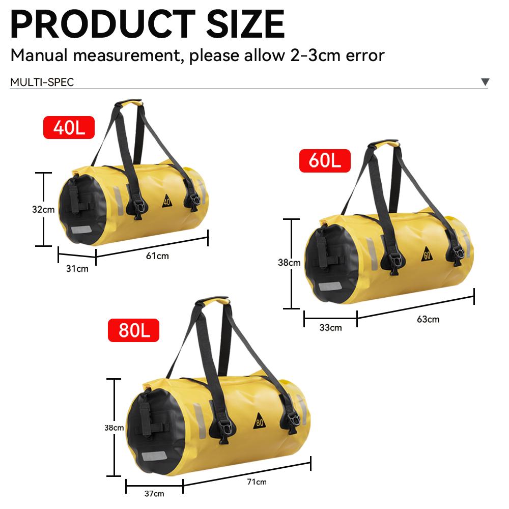 Motorcycle Bag Outdoor PVC Dry Sack Bag Waterproof 40L 60L 80L, Shoulder, Bag, Diving, Swimming, Hiking Driving Travel Kits