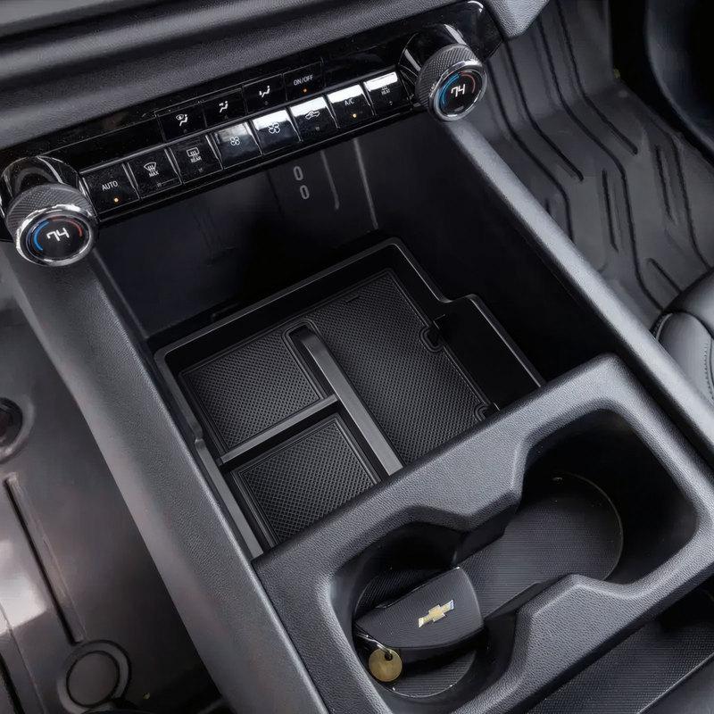 Front Center Console Organizer For 2024-2025 Chevy Silverado EV Work Truck (WT) Middle Center Console Storage Box Accessories