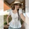 Pure Desire Style Bow Strap Short-sleeved T-shirt Women's Summer New French Age-reducing Waist Slim-fitting Short Top