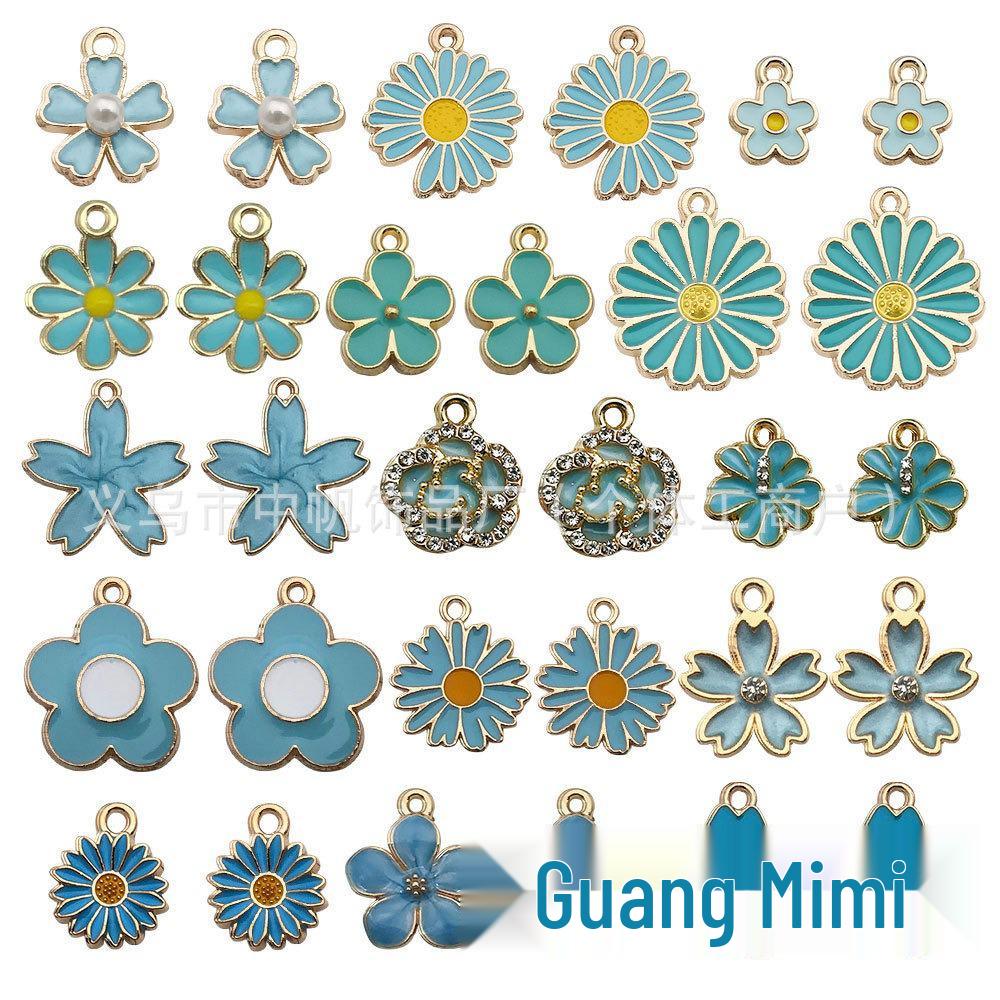 Pink Flower Oil Drop Korean Keychain & Bracelet Pendants