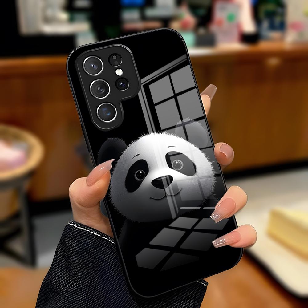 Cute Panda Phone Case For Samsung A25 A13 A33 5G A54 A36 A35 A56 A52 A14 Shockproof Glass Cover