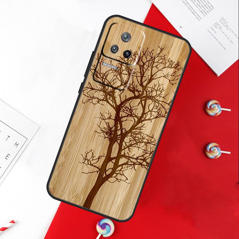 Tree Flower Bamboo Wood Cover For Xiaomi 11T 12T 13T 14T Pro 13 14 15 Ultra POCO X7 Pro X3 X5 X6 F5 F6 M6 Pro Case