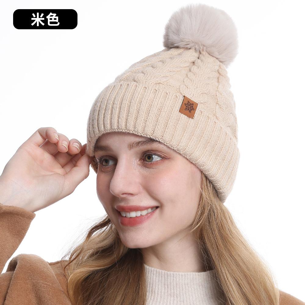 Knitted hat, women's winter warmth, riding ear protection, wool knitted hat, scarf, gloves three-piece set