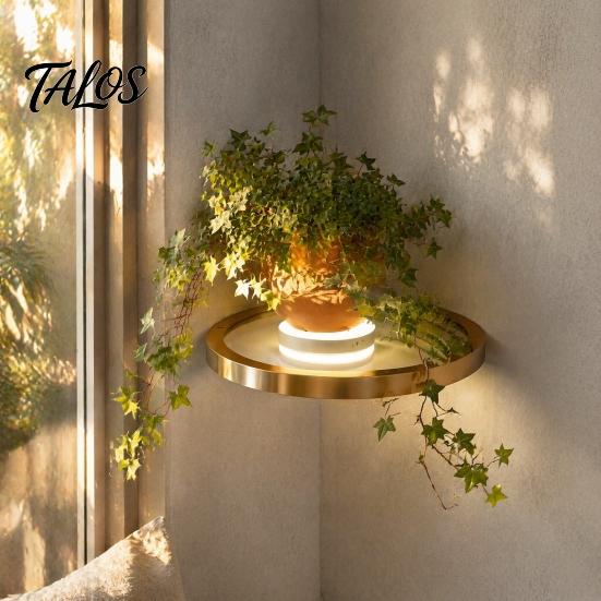 Illuminated Wall Decor for Home Floating Shelf with LED Light, Modern Gold Metal Display Rack Minimalist Invisible Bracket Plants Book, Space