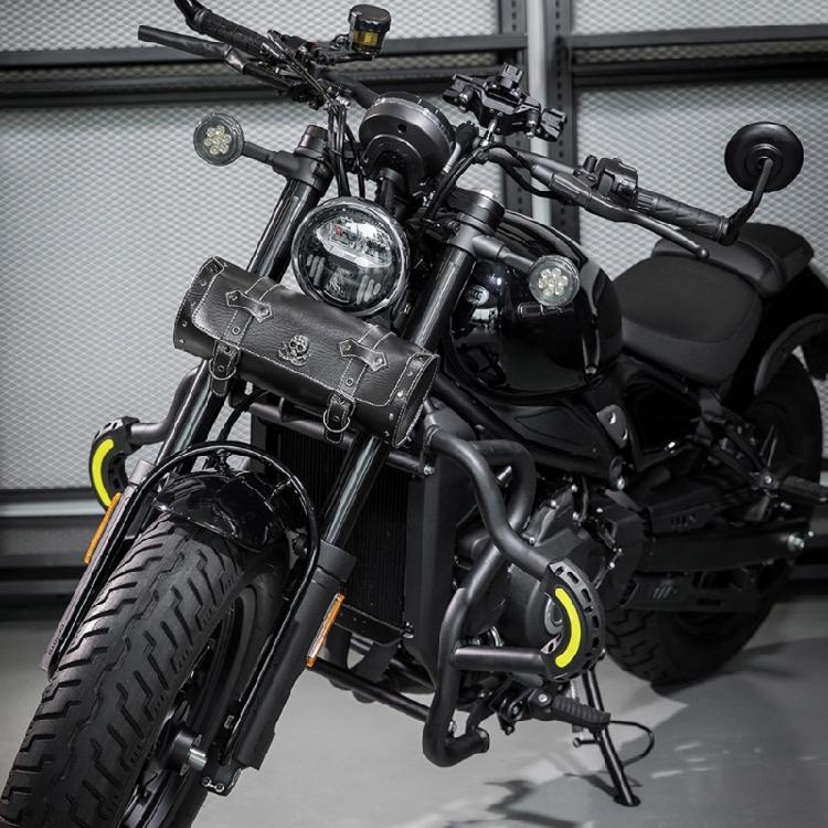 Skull Pattern PU Storage Pouch Motorbike Tool Bag Motorcycle Front Bag Front Fork Handlebar Bag Saddlebag