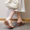 2025 Women's Chain Platform Wedge Sandals: Summer Holiday Style with 9.0cm Thick Sole & Rhinestone Details