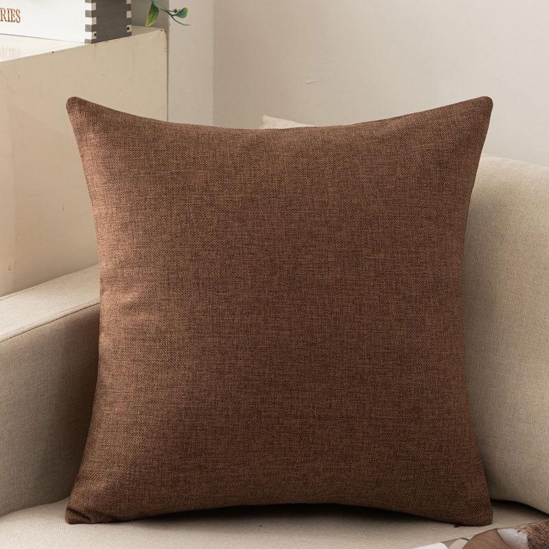 Modern Minimalist Solid Color Cotton Linen Throw Pillow for Sofa, Bed, or Office - Square Lumbar Cushion