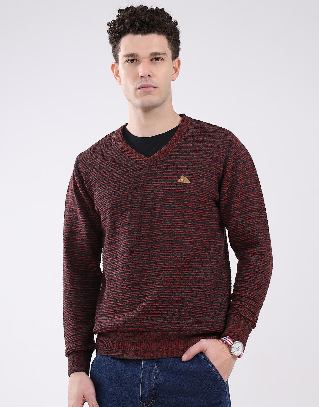 

Monte Carlo Men s V Neck Full Sleeve Pullover L малиновый