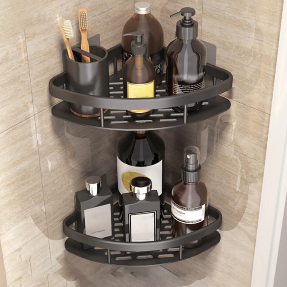 No-Punch Storage Rack,Wall-Mounted Multifunctional Toiletries Organiser for Bathroom,Aluminum Storage Racks for Kitchen Toilet