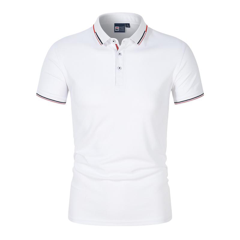 Casual Summer Solid Men's Polo Shirt Top Business Polo Men Short Sleeve Sports Tee Shirts Blue Black White Tops