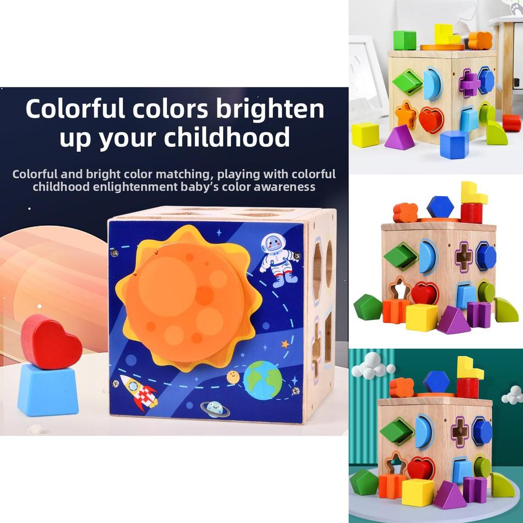 Wooden Geometric Shape Matching Blocks For Kids Educational Toy For Brain Development