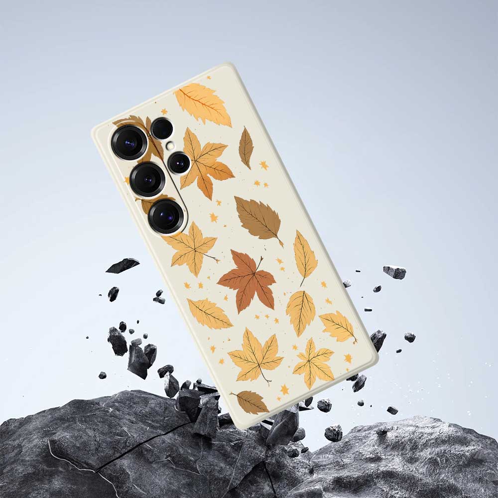 For Samsung Galaxy S25 Ultra Case Maple Leaves Pattern Printing Straight Edge TPU Phone Back Cover