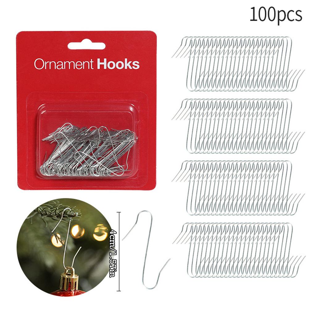 

S-shaped Christmas Tree Hooks Metal Decorative Multi-purpose Reusable Hanging Hooks for Christmas Home/Ourdoor Decor 100pcs S-hooks