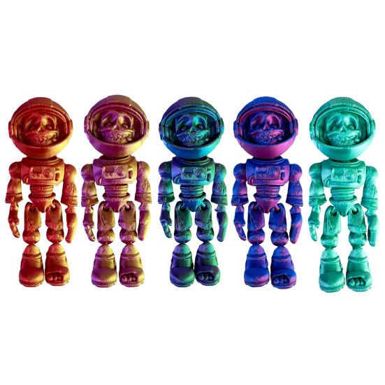 3D Printed Astronaut Skeleton Ornament Halloween Space Zombie Figurine Fidget Toy with Movable Joints Articulated Skeleton Model Decoration