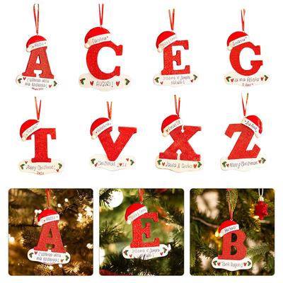 26 Buchstaben Roter Hut Frohe Weihnachten Anhänger DIY Tropfen Ornament Weihnachtsbaum Dekoration Xmas Neujahr Einkaufszentrum Heimdeko Zubehör