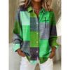 Fashionable Women's Oversized Long-Sleeve Shirt Comfortable And Breathable Collar Design 3D Patchwork Color-Printed Trendy Shirt