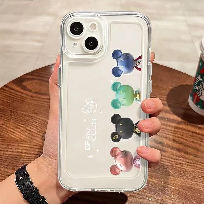 Four Colored Bears Are Suitable for Apple 15Promax Mobile Phone Case iPhone16Pro Cute 14Pro New 17 Cartoons