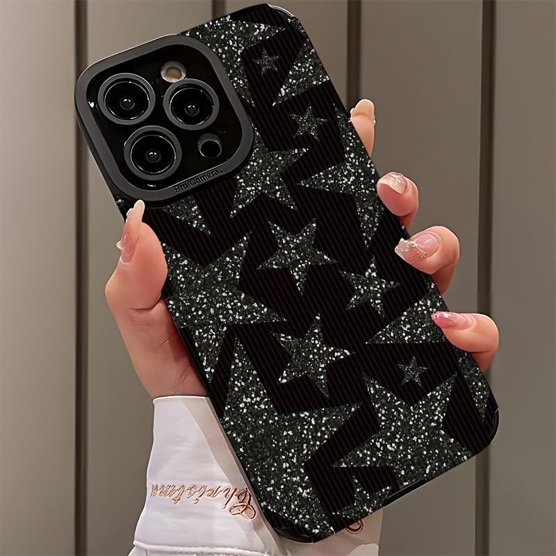 Retro Black Star Patterned Phone Case Suitable for iPhone 17 16 15 14 13 12 11 Pro/Max/Plus Anti Drop and Shockproof Back Cover