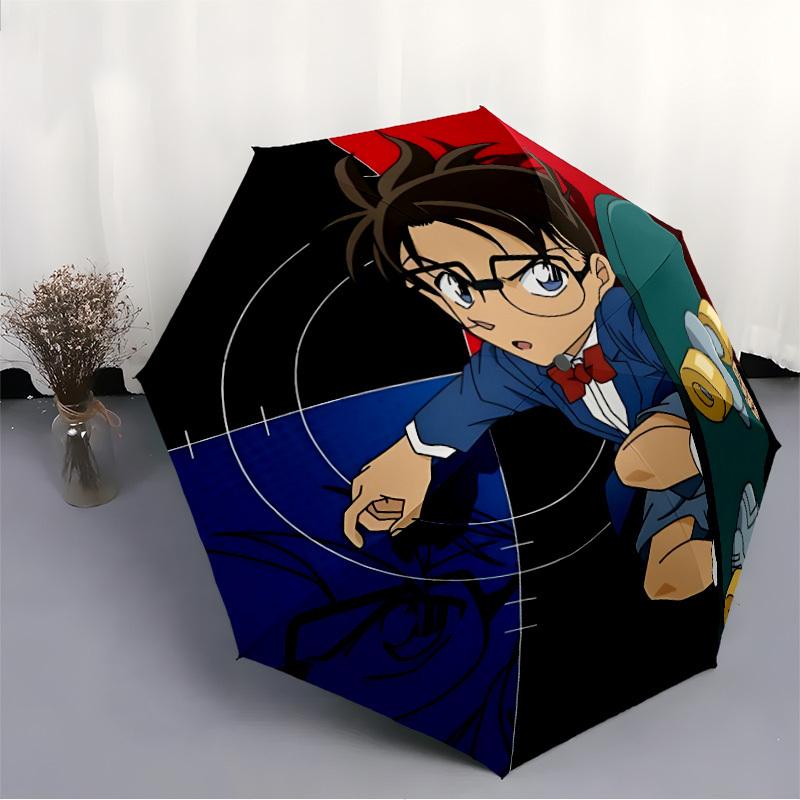 1pc Detective Conan Automatic Folding Umbrella, Automatic Folding Umbrella with 8 Ribs, Convenient for Outdoor Use 004
