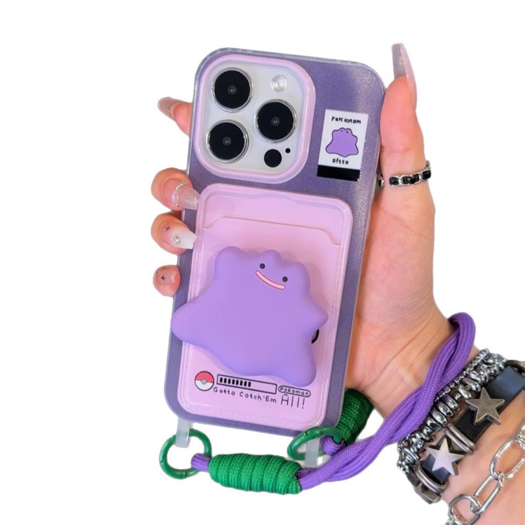 Lanyard Kartenhalter Handyhülle Lila Kleines Monster Ständer für Apple 17AIR Cartoon Lanyard Armband Handyhülle