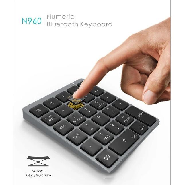 Aluminum Bluetooth Wireless Numeric Keypad Numpad 28 Keys Portable Rechargeable Numeric Pad for Laptop Desktop