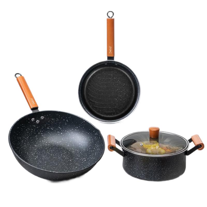 Debo 32cm Rathaus Refined Iron Wok 3-Piece Set