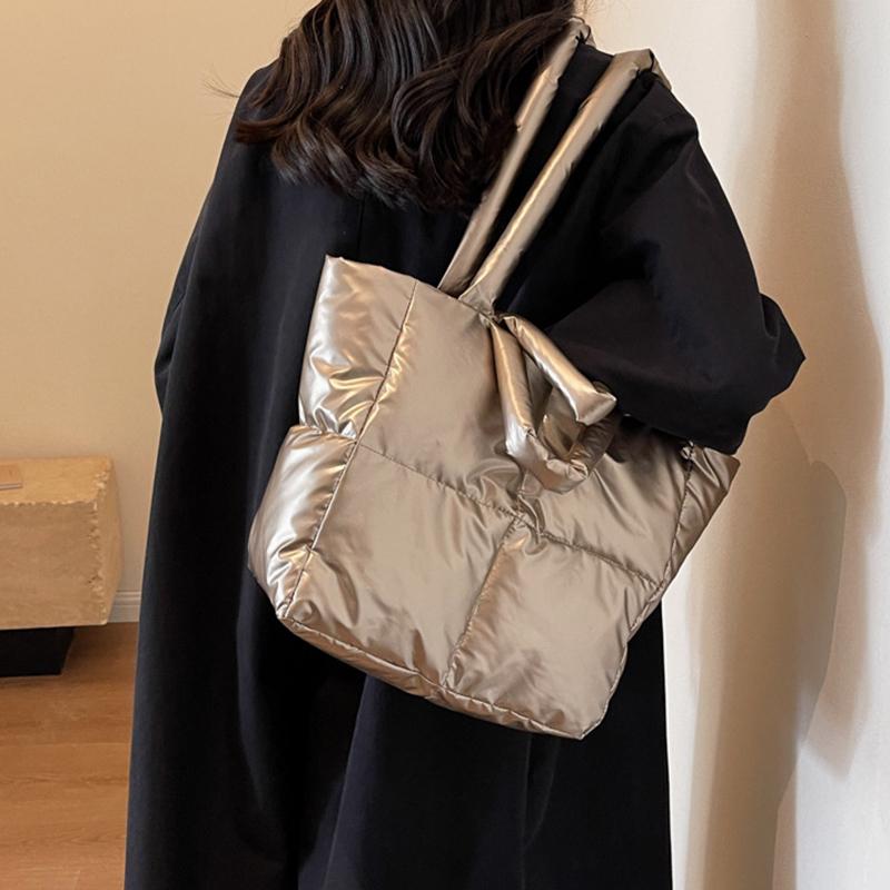 Large Capacity Underarm Bag Fashion Quilted Women Shoulder Bag Designer Space Padded Cotton Handbag Luxury Puff Shopper Tote