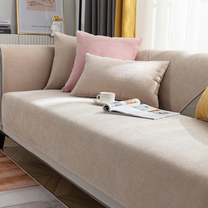 Four Seasons Non-slip Chenille Sofa Cushion Cover, Modern Nordic Solid Gray 70x70