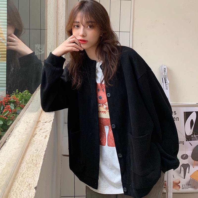 Autumn/Winter 2023 Women's Korean Style Solid Color Button Hoodie Cardigan - Versatile, Lightweight, and Simple Design