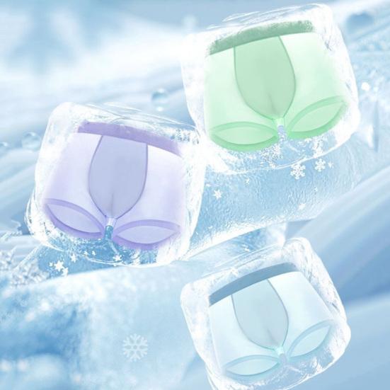 Men Boxer Underwear High Waist Ice Silk Seamless Thin Shorts Briefs Letter Print Quick Drying U-Convex Panties