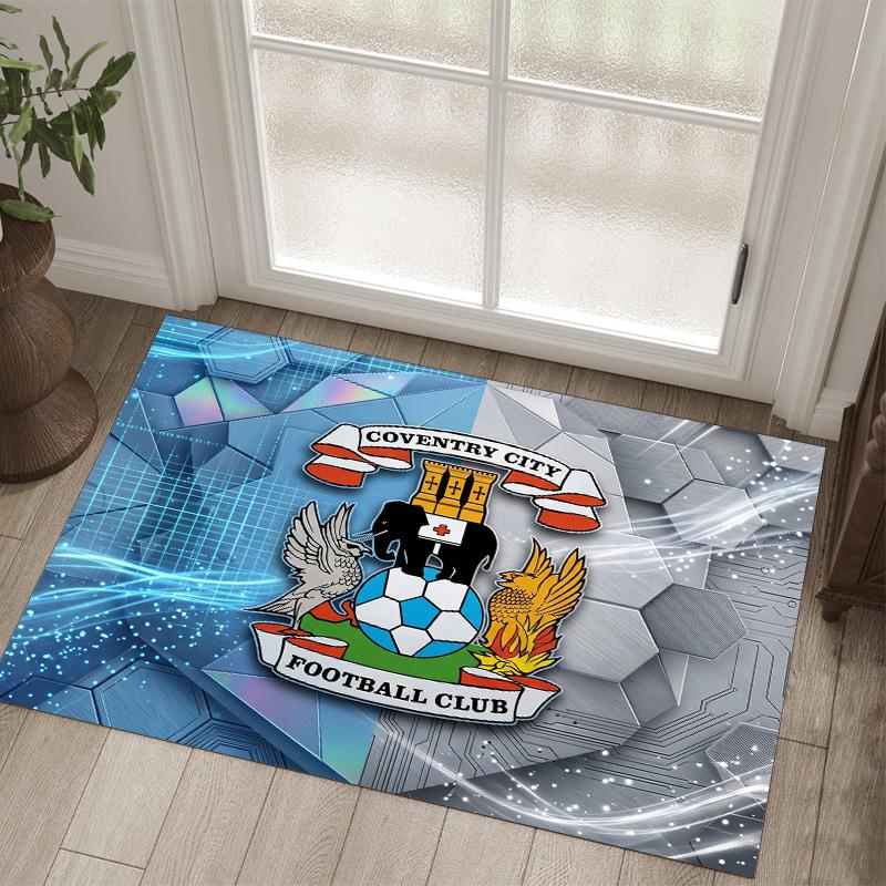 Coventry City Football Design Crystal Velvet Carpet Cozy Non?Slip Printed Rug For Bedroom Living Room Entrance