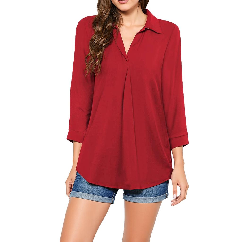 Women's Casual Fashion Sexy Comfortable V-Neck Seven Sleeve Top