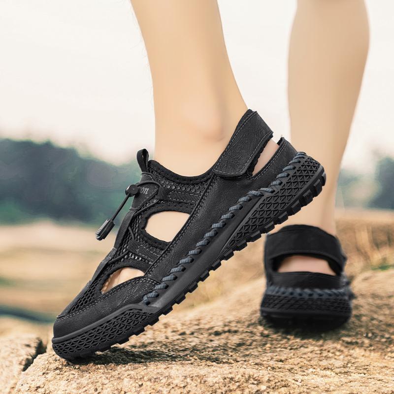 Fashion Leisure Walk Footwear Hollow Out Male Sandals Antiskid Sandals for Men Casual Leather Summer Shoes Breathable Daily Beach Shoes