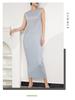 Miyake Women's Solid Sleeveless Pleated Slim-Fit Summer Maxi Dress