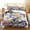 3D Anime Fairy Tail Bedding Set Bed Three-piece Set Duvet Cover Single Double Bed Queen Size Duvet Cover Set Adult Kid's Bedroom Tool