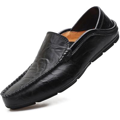 Men Genuine Leather Loafers Male Leather Casual Beanie Shoes Men Flats Office Business Shoes Driving Shoes Double Use Casual