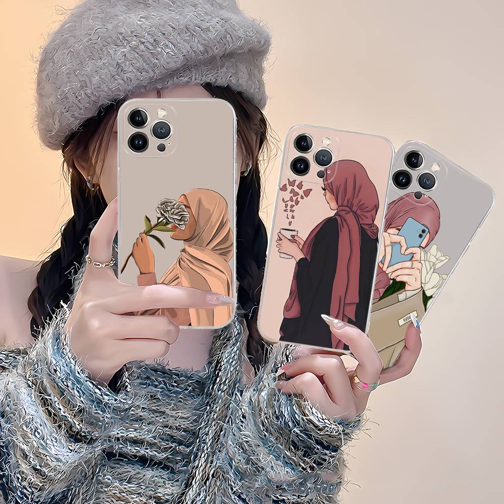 Muslim Arabic Hijab Girl For IPhone 17 16 16e 15 14 13 12 11 Pro Max Mini Plus Phone Case