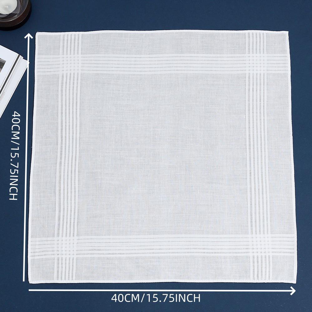 40cm Yarn-Dyed Striped Cotton Plaid Handkerchief: Absorbent Men s Decorative Towel One Size