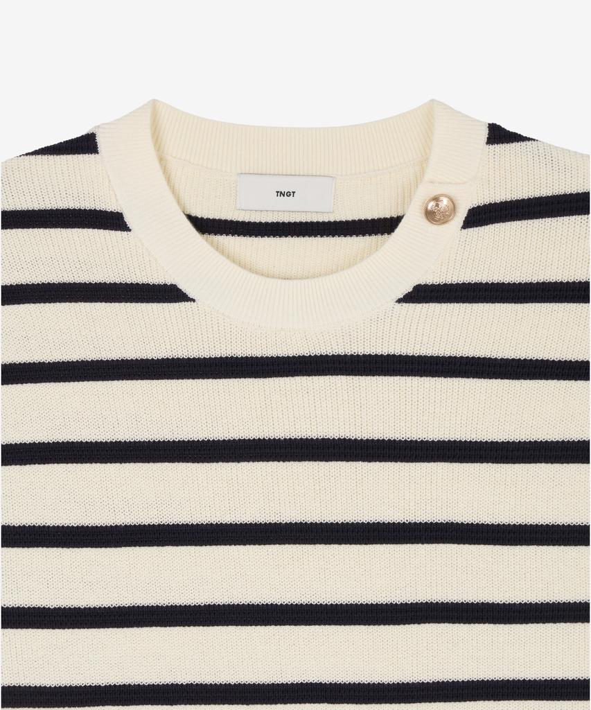 Tienjiti W Striped Button Knit (Ivory) Tnsw6E205I2