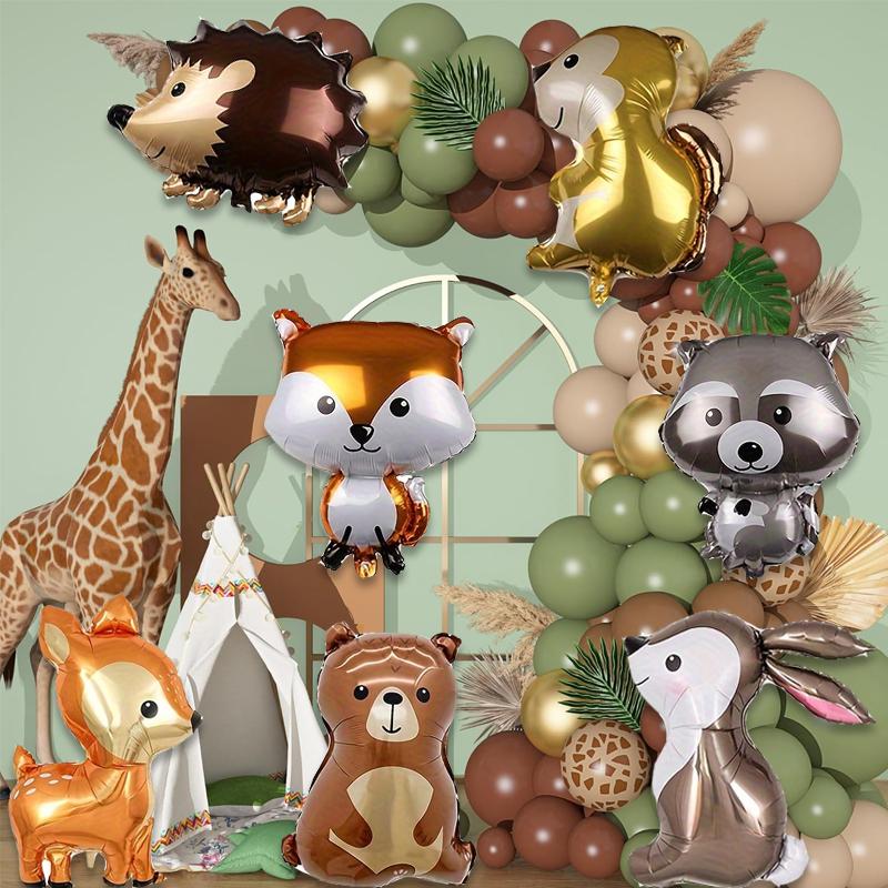 Jungle Wildlife Aluminum Foil Balloon, Cute Fox Hedgehog Bear Balloon Birthday Party Decoration, Forest Party, Children's Gift